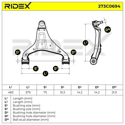 Control Arm RIDEX 273C0694 273C0694 - photo 5