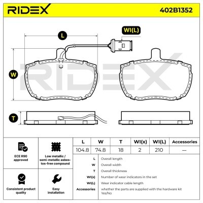 Brake Pads Set RIDEX 402B1352 402B1352 - photo 7