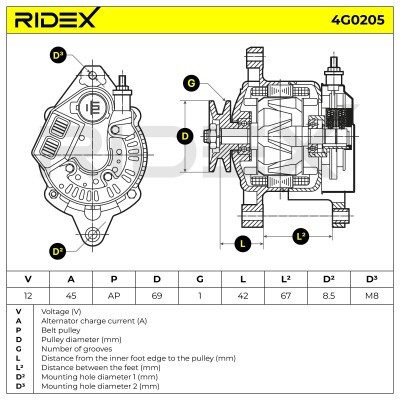Alternator RIDEX 4G0205 4G0205 - photo 5