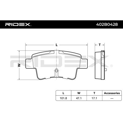 Brake Pads Set RIDEX 402B0428 402B0428 - photo 3