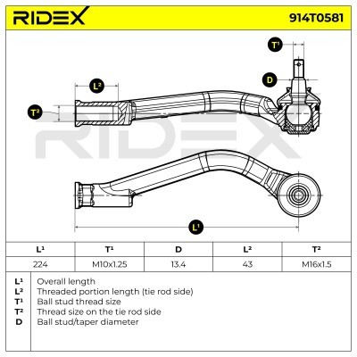 Tie Rod End RIDEX 914T0581 914T0581 - photo 5