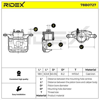 Brake Caliper RIDEX 78B0727 78B0727 - photo 6