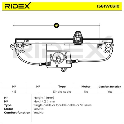 Window Regulator RIDEX 1561W0310 1561W0310 - photo 6