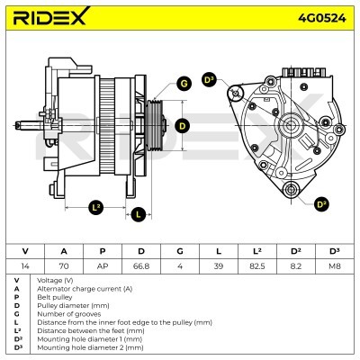 Alternator RIDEX 4G0524 4G0524 - photo 7