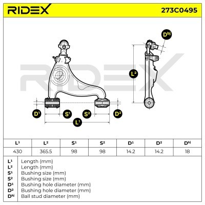 Control Arm RIDEX 273C0495 273C0495 - photo 4