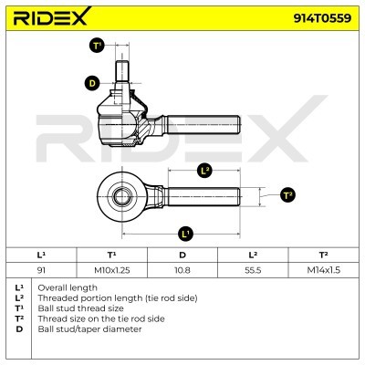 Tie Rod End RIDEX 914T0559 914T0559 - photo 6