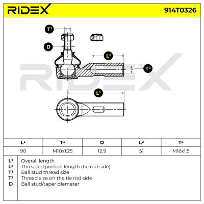 Tie Rod End RIDEX 914T0326 914T0326 - photo 5