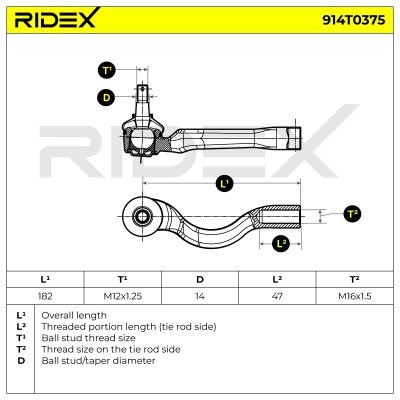 Tie Rod End RIDEX 914T0375 914T0375 - photo 5