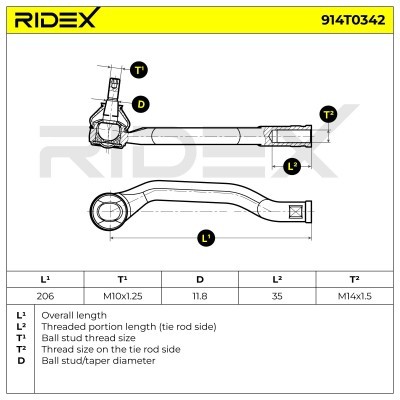 Tie Rod End RIDEX 914T0342 914T0342 - photo 5