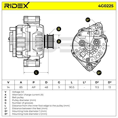 Alternator RIDEX 4G0225 4G0225 - photo 5