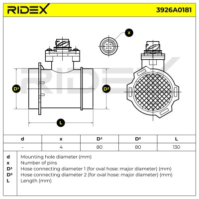 Air Mass Sensor RIDEX 3926A0181 3926A0181 - photo 7