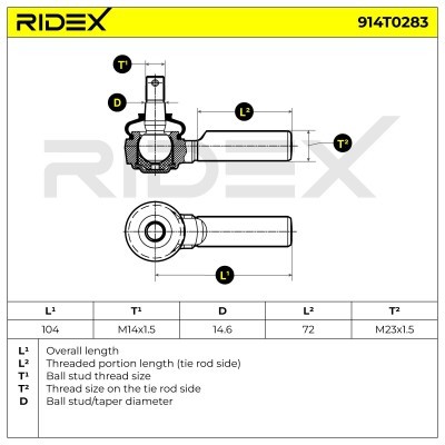 Tie Rod End RIDEX 914T0283 914T0283 - photo 5