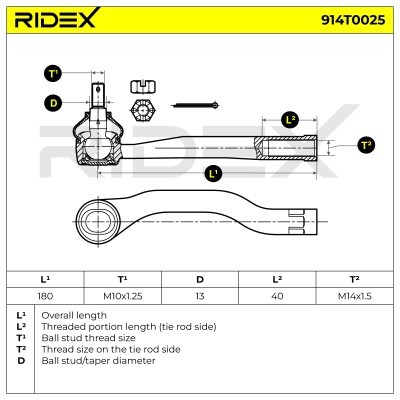 Tie Rod End RIDEX 914T0025 914T0025 - photo 3