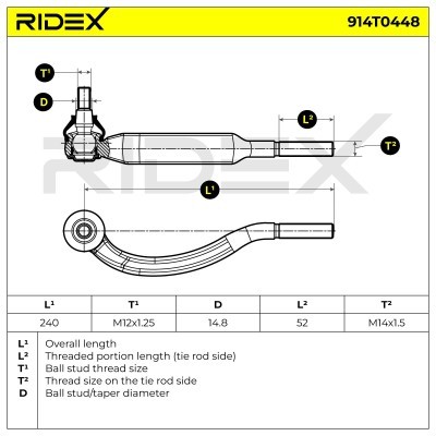 Tie Rod End RIDEX 914T0448 914T0448 - photo 5