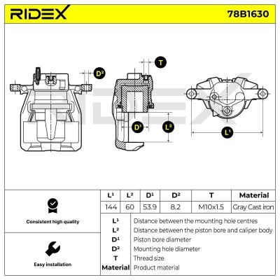 Brake Caliper RIDEX 78B1630 78B1630 - photo 6