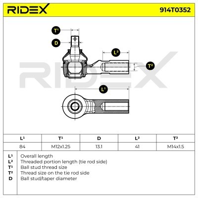 Tie Rod End RIDEX 914T0352 914T0352 - photo 4
