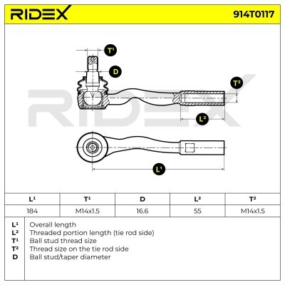 Tie Rod End RIDEX 914T0117 914T0117 - photo 3