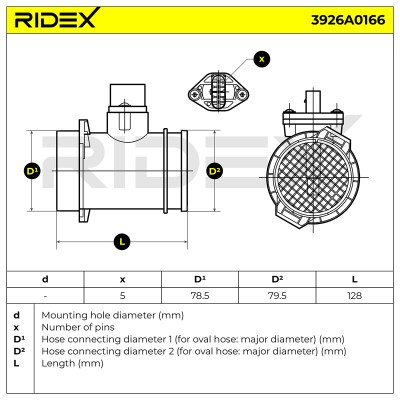 Air Mass Sensor RIDEX 3926A0166 3926A0166 - photo 6