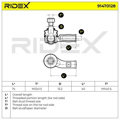 Tie Rod End RIDEX 914T0128 914T0128 - photo 6
