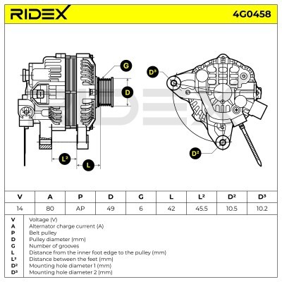 Alternator RIDEX 4G0458 4G0458 - photo 5