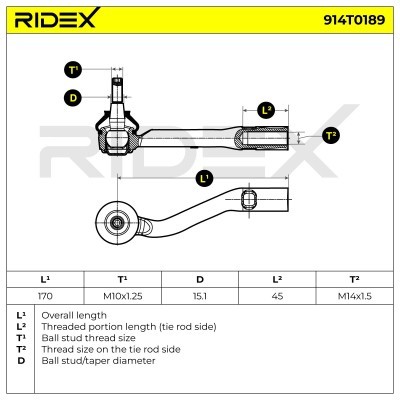 Tie Rod End RIDEX 914T0189 914T0189 - photo 10