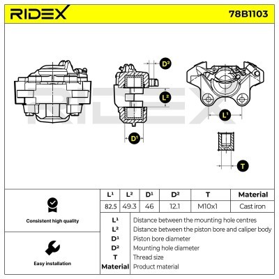 Brake Caliper RIDEX 78B1103 78B1103 - photo 6