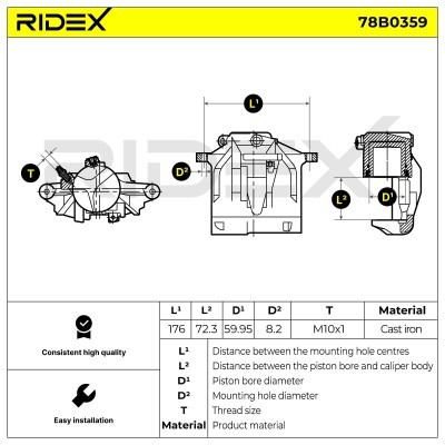Brake Caliper RIDEX 78B0359 78B0359 - photo 5