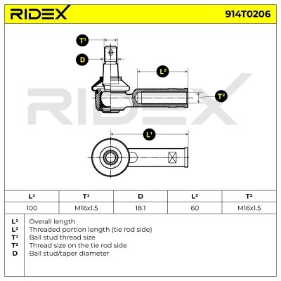 Tie Rod End RIDEX 914T0206 914T0206 - photo 5