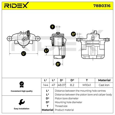 Brake Caliper RIDEX 78B0316 78B0316 - photo 6