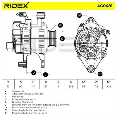Alternator RIDEX 4G0481 4G0481 - photo 7