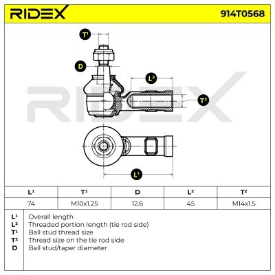 Tie Rod End RIDEX 914T0568 914T0568 - photo 5