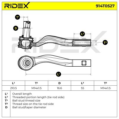 Tie Rod End RIDEX 914T0527 914T0527 - photo 6