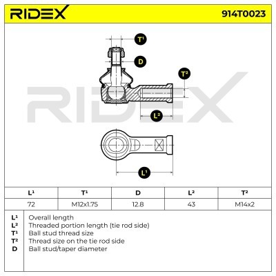 Tie Rod End RIDEX 914T0023 914T0023 - photo 2