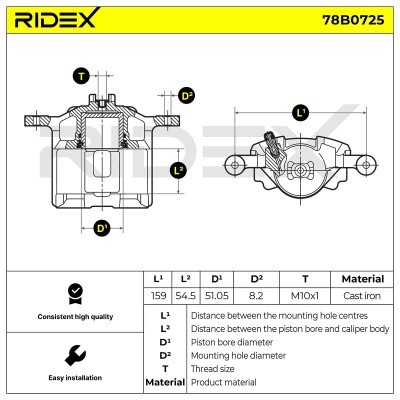 Brake Caliper RIDEX 78B0725 78B0725 - photo 5