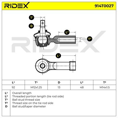 Tie Rod End RIDEX 914T0027 914T0027 - photo 9