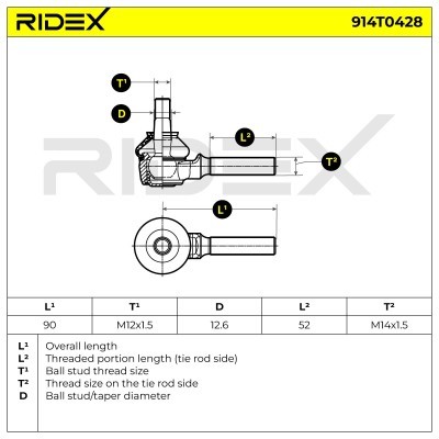 Tie Rod End RIDEX 914T0428 914T0428 - photo 6