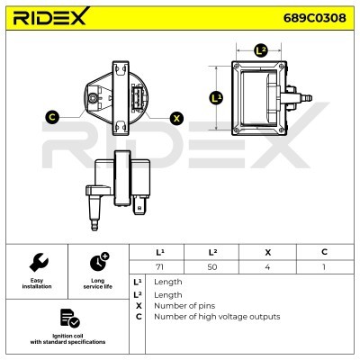 Ignition Coil RIDEX 689C0308 689C0308 - photo 2