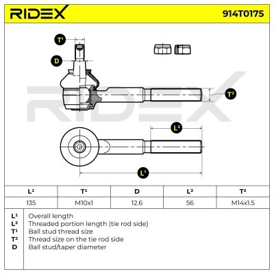 Tie Rod End RIDEX 914T0175 914T0175 - photo 5