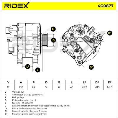 Alternator RIDEX 4G0877 4G0877 - photo 6