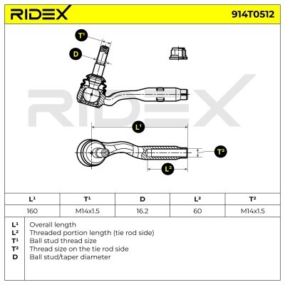 Tie Rod End RIDEX 914T0512 914T0512 - photo 5
