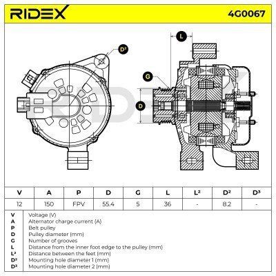 Alternator RIDEX 4G0067 4G0067 - photo 6