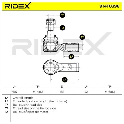 Tie Rod End RIDEX 914T0396 914T0396 - photo 6