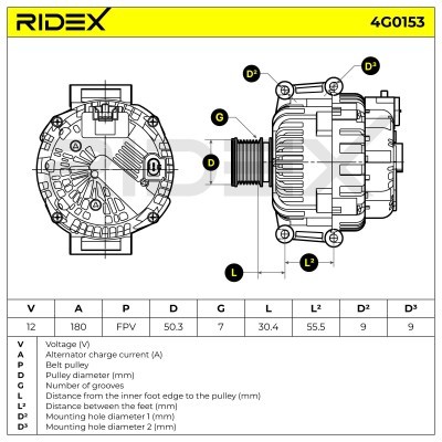Alternator RIDEX 4G0153 4G0153 - photo 6