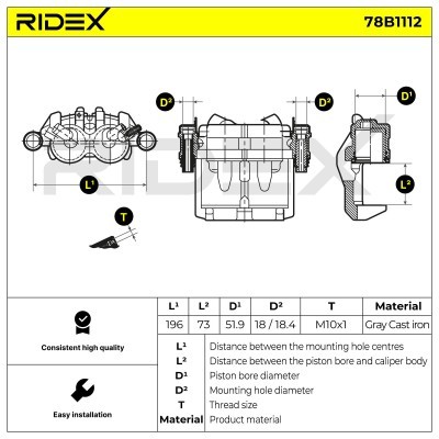 Brake Caliper RIDEX 78B1112 78B1112 - photo 5