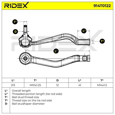 Tie Rod End RIDEX 914T0122 914T0122 - photo 4