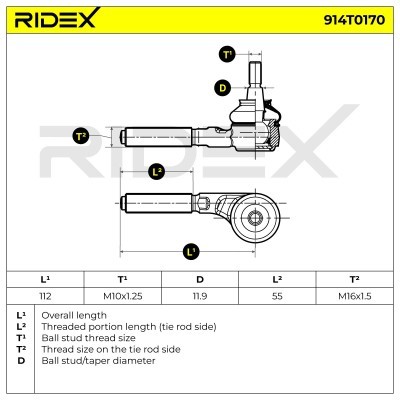 Tie Rod End RIDEX 914T0170 914T0170 - photo 5