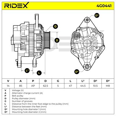 Alternator RIDEX 4G0441 4G0441 - photo 7