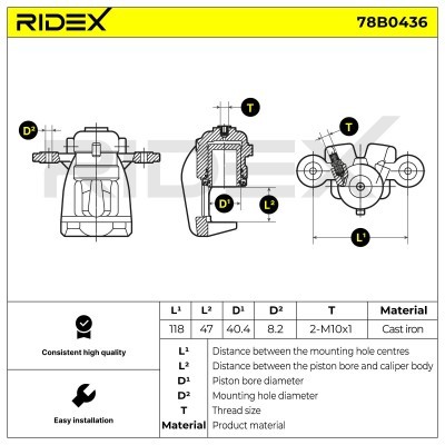 Brake Caliper RIDEX 78B0436 78B0436 - photo 6