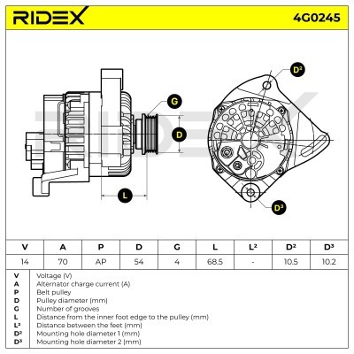 Alternator RIDEX 4G0245 4G0245 - photo 6