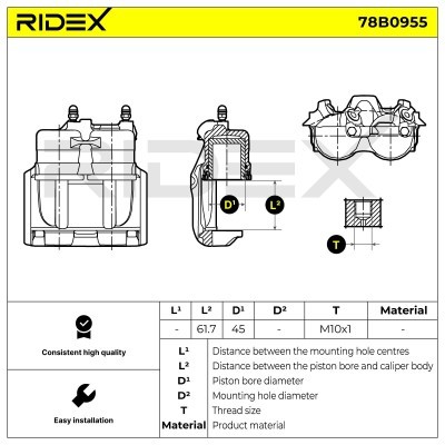 Brake Caliper RIDEX 78B0955 78B0955 - photo 6